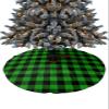 Christmas Tree Skirt,Christmas Green and Black Buffalo Plaid Lattice Xmas Tree Skirts Ornaments for New Year Holiday Party Decor,Calssic Grid Christmas Tree Mat view 1