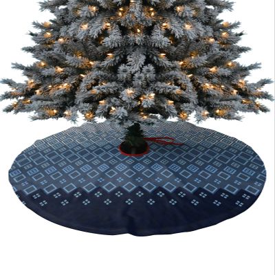 Christmas Tree Skirt,Geometric Art Diamond Lattice Rhombus Xmas Tree Skirts Ornaments for New Year Holiday Party Decor,Modern Blue Ombre Gradient Christmas Tree Mat