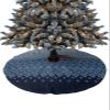 Christmas Tree Skirt,Geometric Art Diamond Lattice Rhombus Xmas Tree Skirts Ornaments for New Year Holiday Party Decor,Modern Blue Ombre Gradient Christmas Tree Mat view 1
