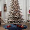 Christmas Tree Skirt,Geometric Art Diamond Lattice Rhombus Xmas Tree Skirts Ornaments for New Year Holiday Party Decor,Modern Blue Ombre Gradient Christmas Tree Mat view 4