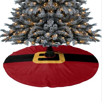 Christmas Tree Skirt,Merry Christmas Santa Claus Belt Xmas Tree Skirts Ornaments for New Year Holiday Party Decor,Golden Black Red Christmas Tree Mat