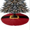 Christmas Tree Skirt,Merry Christmas Santa Claus Belt Xmas Tree Skirts Ornaments for New Year Holiday Party Decor,Golden Black Red Christmas Tree Mat view 1