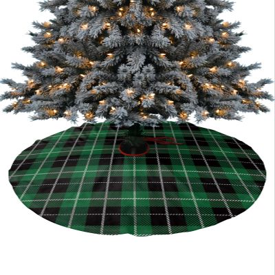 Christmas Tree Skirt,St. Patrick's Day Classic Lattice Plaid Xmas Tree Skirts Ornaments for New Year Holiday Party Decor,Green and Black Buffalo Checker Christmas Tree Mat