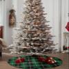 Christmas Tree Skirt,St. Patrick's Day Classic Lattice Plaid Xmas Tree Skirts Ornaments for New Year Holiday Party Decor,Green and Black Buffalo Checker Christmas Tree Mat view 4
