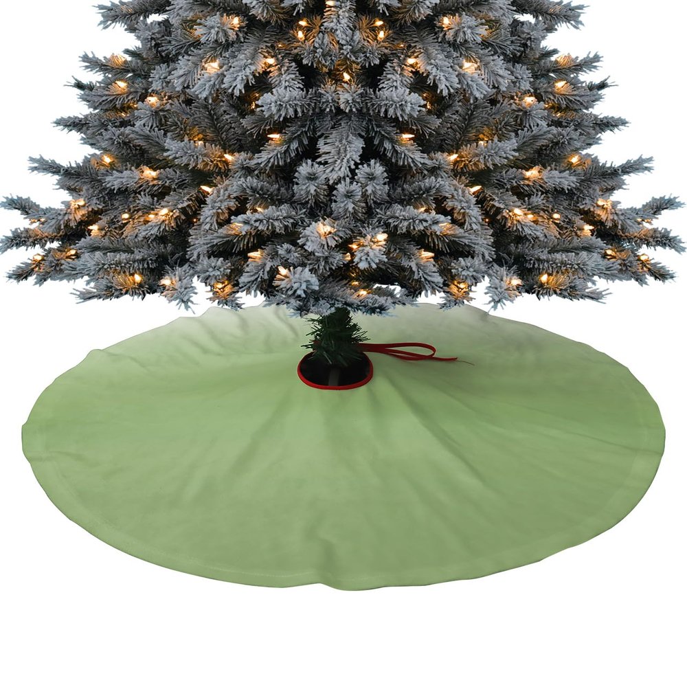 Christmas Tree Skirt,Modernity Abstract Minimalist Ombre Art Xmas Tree Skirts Ornaments for New Year Holiday Party Decor,Gradient Green and White Christmas Tree Mat