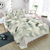 3 Pieces Duvet Cover Queen Bedding Sets Modern Geometric Circle Stripe Luxury Soft Comforter Cover with Pillowcases Splicing Art Green Faint Yellow Microfiber Quilt Covers Set for Bedroom Decor view 1