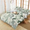 3 Pieces Duvet Cover Queen Bedding Sets Modern Geometric Circle Stripe Luxury Soft Comforter Cover with Pillowcases Splicing Art Green Faint Yellow Microfiber Quilt Covers Set for Bedroom Decor view 4