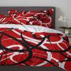 3 Pieces Duvet Cover California King Bedding Sets Abstract Stripe Black White on Red Luxury Soft Comforter Cover with Pillowcases Minimalist Geometric Curve Line Quilt Covers Set for Bedroom Decor view 4