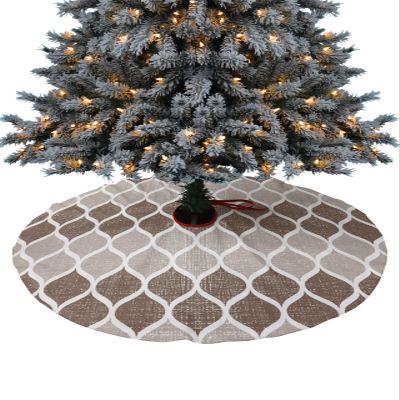 Christmas Tree Skirt,Mid Century Abstract Xmas Tree Skirts Ornaments for New Year Holiday Party Decor,Brown Khaki Moroccan Aesthetics Christmas Tree Mat