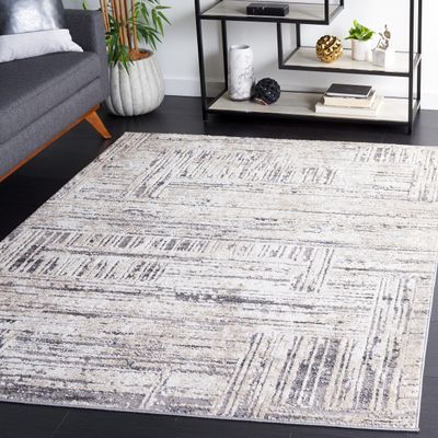 SAFAVIEH Opal Collection Area Rug - 6'7" Square, Ivory & Dark Grey, Modern Design, Ideal for High Traffic Areas in Living Room, Bedroom, Dining Room (OAL420A-7SQ)