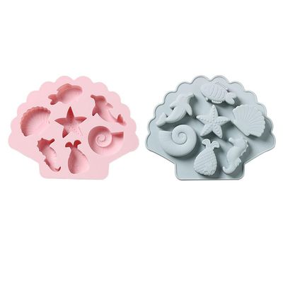 2pcs Marine Fondant Cake Mold Silicone Mold - Seahorse Seashell Fish Chocolate Making Baking Mould Tool for Candy,Fondant,Polymer Clay,Cake Decoration Diy