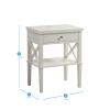 Epinki White Nightstand, with 1 Drawer and Storage Space, MDF, Modern Bedside Table for Bedroom view 2