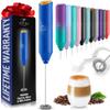 Zulay Kitchen FrothMate Powerful Milk Frother Portable & Compact Handheld Foam Maker Lattes, Cappuccinos (Blue with Gold Button, Froth Mate) view 1