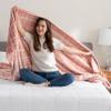 Berkshire Blanket-Classic Heavyweight Soft Printed VelvetLoft Plush Blanket, Full/Queen Size Soft Fuzzy Warm Blanket for Couch Sofa Bed, Watercolor Plaid Blush, 90in x 90in view 2