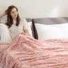 Berkshire Blanket-Classic Heavyweight Soft Printed VelvetLoft Plush Blanket, Full/Queen Size Soft Fuzzy Warm Blanket for Couch Sofa Bed, Watercolor Plaid Blush, 90in x 90in view 3