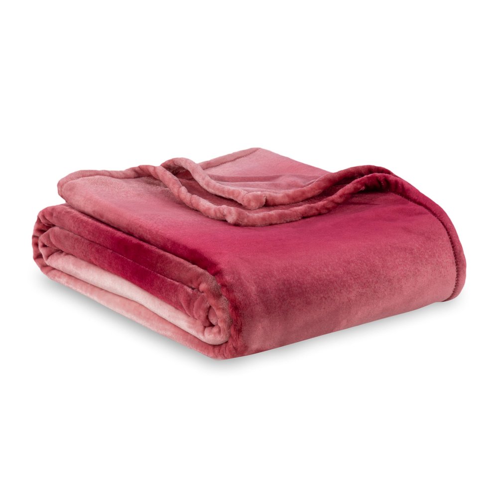 Berkshire Blanket-Classic Heavyweight Soft Printed VelvetLoft Plush Blanket, Full/Queen Size Soft Fuzzy Warm Blanket for Couch Sofa Bed, Ombre Burgundy, 90in x 90in
