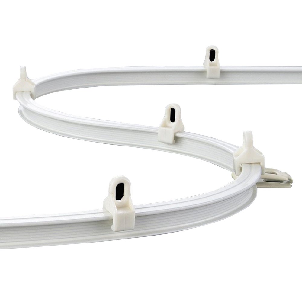 White Sliding Curtain Track, Aluminum Flexible Bendable Curtain Rod, Ceiling/Wall Mount Curtain Rail for Room Divider, Shower Curtain (Color : Wall Mount, Size : 1.5m/5ft)