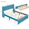 Anwick Full Size Velvet Bed Frame with Storage Drawer, Modern Upholstered Platform Bed with Headboard and Solid Wood Slat Support for Bedroom, Living Room, No Box Spring Needed (Full, Blue) view 2
