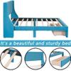 Anwick Full Size Velvet Bed Frame with Storage Drawer, Modern Upholstered Platform Bed with Headboard and Solid Wood Slat Support for Bedroom, Living Room, No Box Spring Needed (Full, Blue) view 4