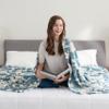 Berkshire Blanket-Classic Heavyweight Soft Printed VelvetLoft Plush Blanket, Full/Queen Size Soft Fuzzy Warm Blanket for Couch Sofa Bed, Floral Blue, 90in x 90in view 2
