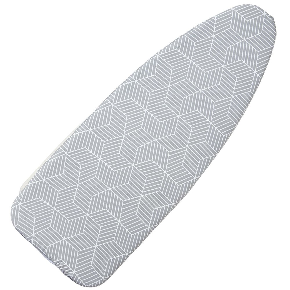 Seiritex Wide Ironing Board Cover with Padding 18 x 49 inch Heat Reflective with Hook and Loop Fasteners, Thick Padding with Elasticized Edges, 3 Layers Iron Board Cover (Gray Cube)