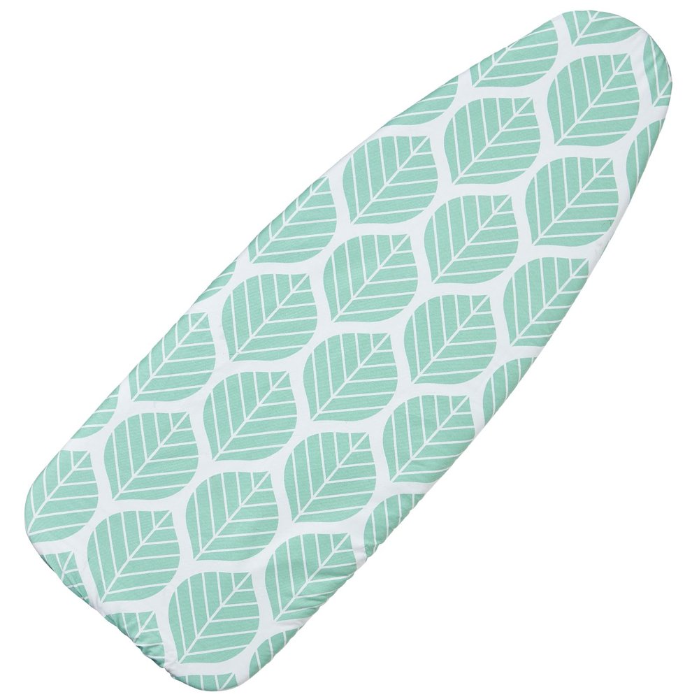 Seiritex Wide Ironing Board Cover and Pad 18 x 49 inch Heat Reflective with Hook and Loop Fasteners, Thick Padding with Elasticized Edges, 3 Layers Iron Board Cover (Green Leaf)
