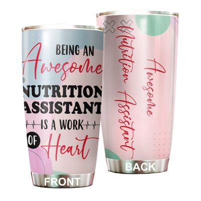 Awesome Nutrition Assistant Tumbler Stainless Steel 20oz, Funny Nutrition Assistant Gifts Bulk For Birthday Christmas, Nutrition Assistant Gifts For Men Women Office Coworker Driking Coffee Cup Humor