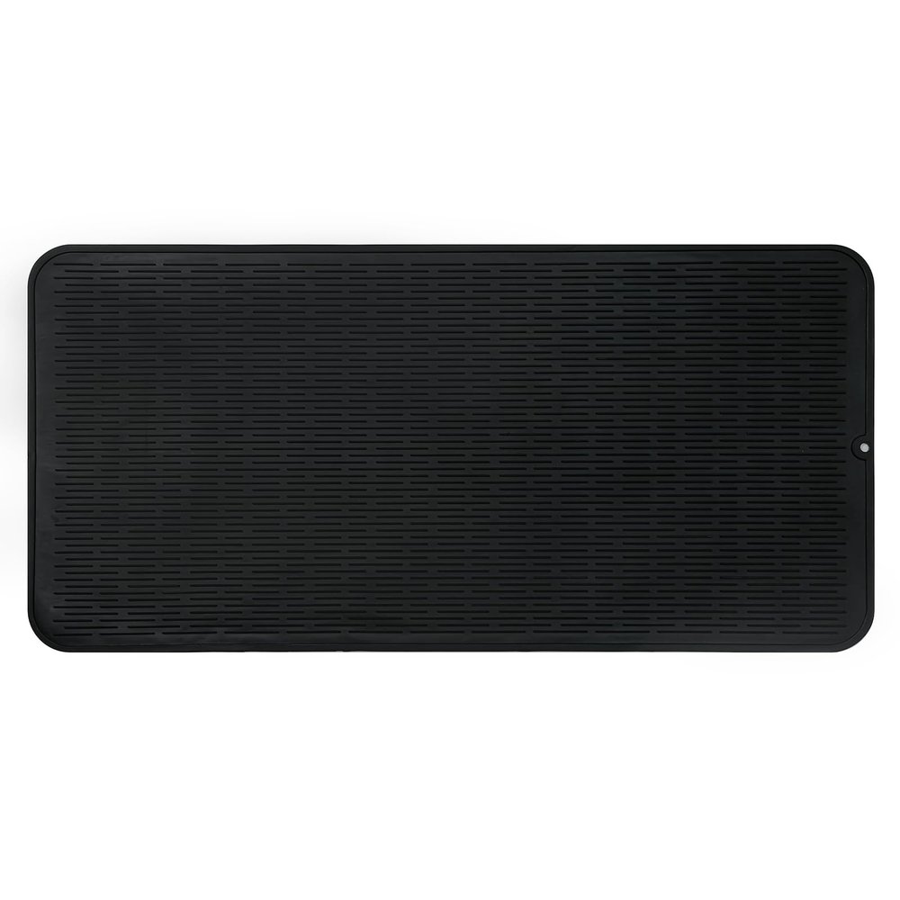 MicoYang Silicone Dish Drying Mat for Multiple Usage,Easy clean,Eco-friendly,Heat-resistant Silicone Mat for Kitchen Counter or Sink,Refrigerator or Drawer Liner Black 5XL 36inches x 18inches