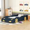 LZ LEISURE ZONE Twin Size Platform Bed, Race Car-Shaped Platform Bed Frame with Storage, Solid Wood Platform Beds with Wheels for Boys Girls Teens, Dark Blue view 4