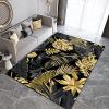 Light Luxury Black and Gold Leaf Kids Rug, Tropical Plants Indoor Floor Rug, Carpet Low Pile Machine Washable Comfortable Durable for Bedroom Living Room Hotel Study Office 6ftx8ft view 3
