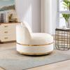 360 Degree Swivel Accent Chair Velvet, Modern Upholstered Barrel Chair Over-Sized Soft Chair with Seat Cushion, Small Round Swivel Barrel Chair for Living Room, Bedroom, Office, Apartment (Beige-HH2) view 4
