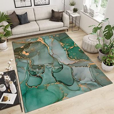 Light Luxury Green and Fresh Area Rugs, Paint Fluid Art Living Room Decor Carpet, Non-Slip Easy to Clean Machine Washable Rug for Kids Boys Room Bedroom Tea Table Sofa 4ftx6ft