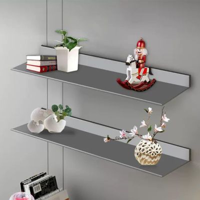 EMYJAY Floating Wall Shelves, Storage Shelf Floating Shelves Very Smooth No Burrs Card Edge Design Prevents Items from Falling Out (Color : Gray, Size : 100x22.5x7.5cm)
