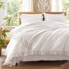 Anluoer Queen Comforter Set 7 Piece, White Bed in a Bag with Sheets, All Season Ruffle Shabby Chic Bedding Sets with 1 Comforter, 2 Pillow Shams, 2 Pillowcases, 1 Flat Sheet, 1 Fitted Sheet view 3