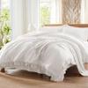 Anluoer Queen Comforter Set 7 Piece, White Bed in a Bag with Sheets, All Season Ruffle Shabby Chic Bedding Sets with 1 Comforter, 2 Pillow Shams, 2 Pillowcases, 1 Flat Sheet, 1 Fitted Sheet view 4