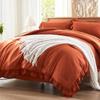 Anluoer Full Comforter Set 7 Piece, Burnt Orange Bed in a Bag with Sheets, All Season Ruffle Shabby Chic Bedding Sets with 1 Comforter, 2 Pillow Shams, 2 Pillowcases, 1 Flat Sheet, 1 Fitted Sheet view 1