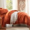 Anluoer Full Comforter Set 7 Piece, Burnt Orange Bed in a Bag with Sheets, All Season Ruffle Shabby Chic Bedding Sets with 1 Comforter, 2 Pillow Shams, 2 Pillowcases, 1 Flat Sheet, 1 Fitted Sheet view 3