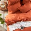 Anluoer Full Comforter Set 7 Piece, Burnt Orange Bed in a Bag with Sheets, All Season Ruffle Shabby Chic Bedding Sets with 1 Comforter, 2 Pillow Shams, 2 Pillowcases, 1 Flat Sheet, 1 Fitted Sheet view 4