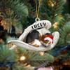 Beagle Sleeping Angel Christmas Flat Acrylic Dog Ornament Memorial Dog Gift, Custom Dog Name Ornament, Dog Christmas Ornament, Personalized 2D Acrylic Dog Christmas Ornaments view 1