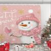 Christmas Fabric Shower Curtain, Hot Pink Cartoon Snowman Snowflake Waterproof Shower Curtain Set with 12 Hooks Let It Snow Bathroom Curtains for Farmhouse Dorm Home Hotel Holiday Decor, 72"W x 96"L view 1