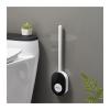 MOOWI Toilet Brush Toilet Brush Household No Dead Angle Wall-Mounted Set Toilet Silicone Toilet Brush with Base Toilet Cleaning Helper Bathroom Brush and Holder (Color : Black) view 1