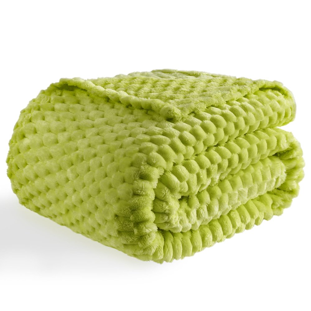 Bnuitland Fruit Green Flannel Throw Blanket (50X70 inches), 300 GSM Fleece Cozy Warm Soft Home Decor Lightweight Bed Sofa Blanket for Adults, Suitable for All Seasons.