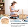 Handmade Rattan Storage Basket Handle Woven Portable Organizer Size Wicker Basket Home Decor view 3