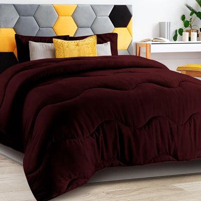 1 PC Wavy Stitching Comforter Lightweight Wine, Soft Breathable All Season King/Cal-King Size, Duvet Insert, Winter Warm Microfiber Down Alternative Quilt with Corner Tabs - 94x104 inch