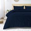 1 PC Wavy Stitching Comforter Lightweight Navy, Soft Breathable All Season Oversized Super King Size, Duvet Insert, Winter Warm Microfiber Down Alternative Quilt with Corner Tabs - 98x120 inch view 2