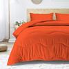 3 PC Wavy Stitching Comforter Lightweight Orange, Soft Breathable All Season Full/Queen Size, Duvet Insert, Winter Warm Microfiber Down Alternative Quilt with Corner Tabs - 90x90 inch view 2