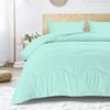 1 PC Wavy Stitching Comforter Lightweight Aqua Blue, Soft Breathable All Season Oversized Super King Size, Duvet Insert, Winter Warm Microfiber Down Alternative Quilt with Corner Tabs - 98x120 inch view 2