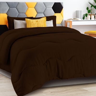 3 PC Wavy Stitching Comforter Lightweight Chocolate, Soft Breathable All Season King/Cal-King Size, Duvet Insert, Winter Warm Microfiber Down Alternative Quilt with Corner Tabs - 94x104 inch