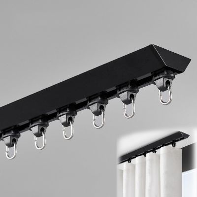 Curtain Track Glider Rail, Curtain Rail Track With Hooks, Wall Ceiling Mounted Curtain Tracks, Flexible Aluminum Ceiling Curtain Track,for Curtains,Room Divider, Shower Curtain, Black 4M (13.1FT) ( Co