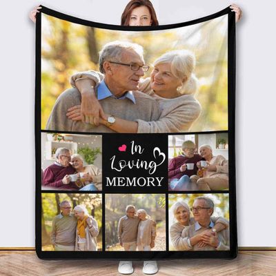 Custom Memory Blanket with Name for Loved Ones Lost, Customized Remembrance Gifts Sympathy Blankets with Name in Memory of Loved One Loss of Grandma Grandpa 70"x80"